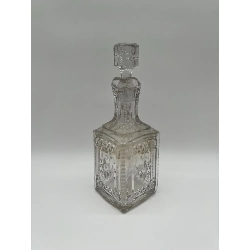 Antique Model Flint Glass Co Grace Pattern Decanter w/ Stopper EAPG, Circa 1885